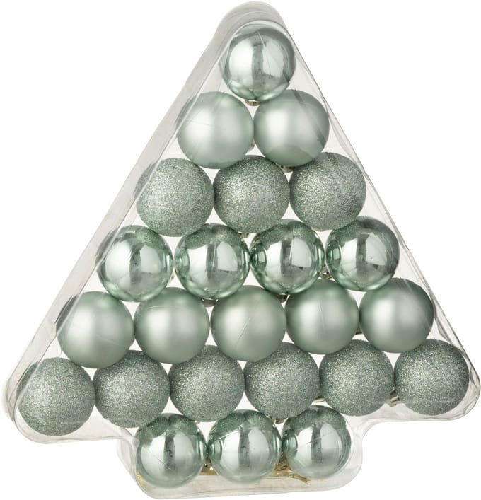 J-Line kerstbal - kunststof - muntgroen - doos van 24