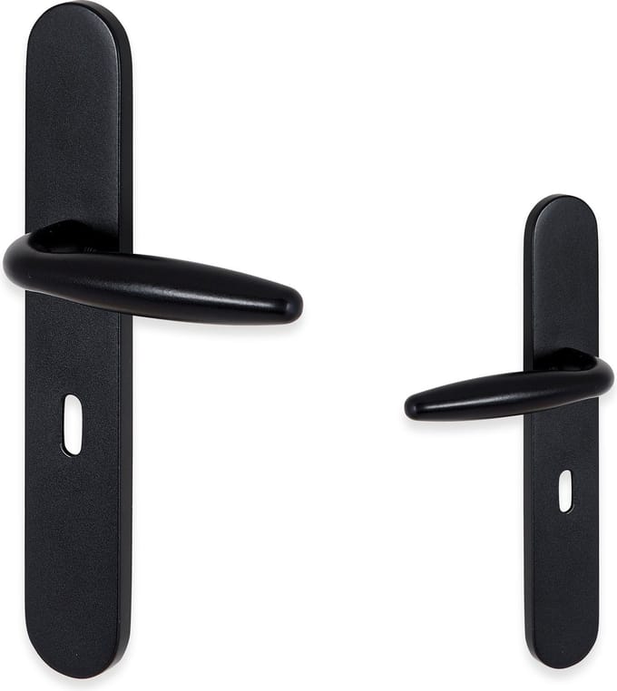 Sofia deurklink op schild - kamerslot 56mm - mat zwart - complete set