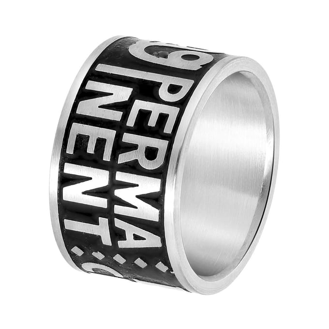 Lucardi Heren Ring mat/zwart met tekst - Ring - Vaderdag Cadeautje - Staal - Zwart