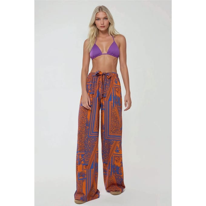 Geprinte Wijde Pantalon met Touwtjes