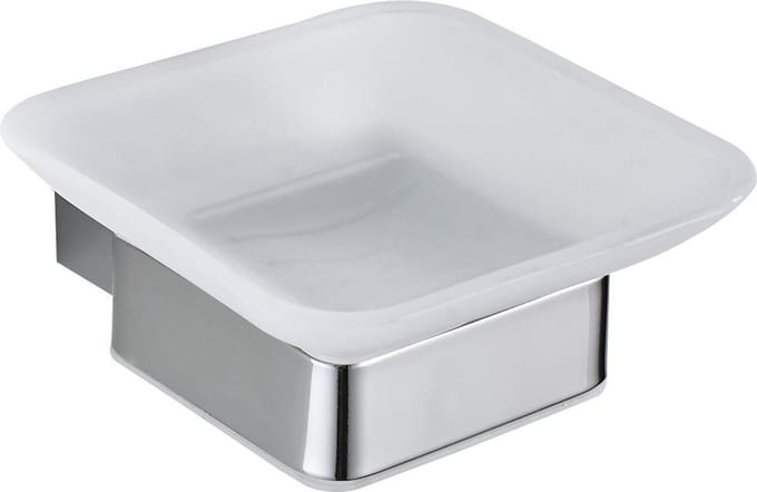 VDN Stainless zeepbakje - Zeephouder - Zeepschaaltje - Zilver - RVS - Mat glas - Hangend