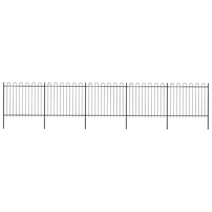 vidaXL - Tuinhek - met - ringtop - staal - 838x150 - cm - zwart