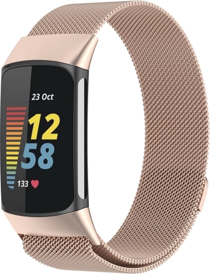 Milanees bandje - geschikt voor Fitbit Charge 5 / Charge 6 - champagne