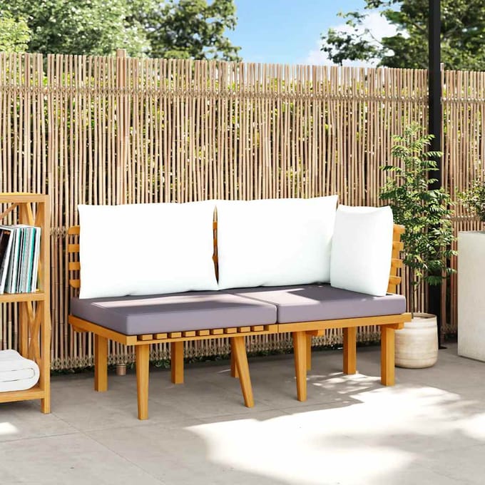 vidaXL - 2-delige - Loungeset - met - kussens - massief - acaciahout
