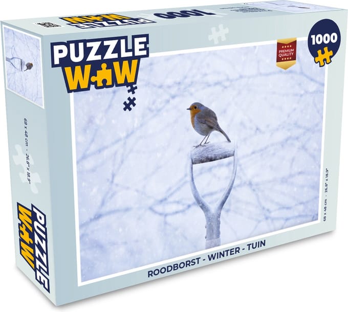 Puzzel Roodborst - Winter - Tuin - Legpuzzel - Puzzel 1000 stukjes volwassenen