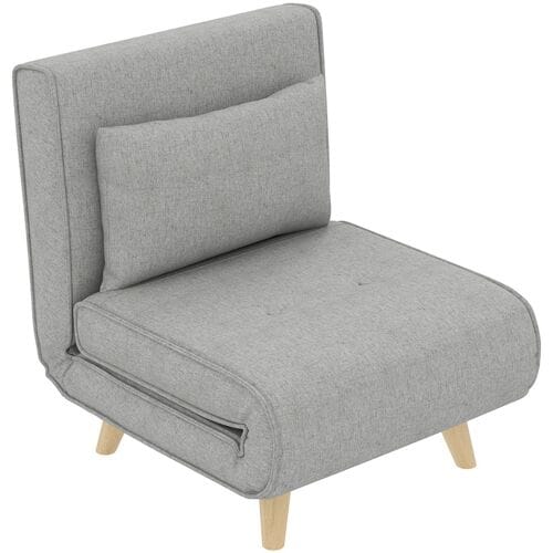 HOMCOM Slaapstoel Polyester, Staal 72L x 78B x 79H cm Lichtgrijs