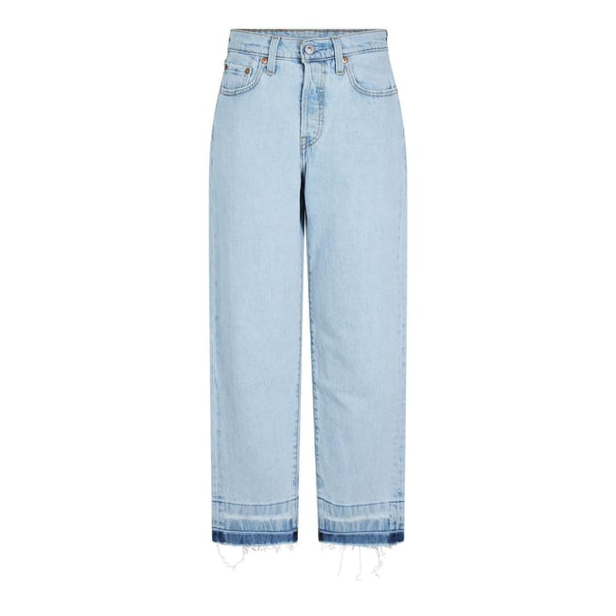 Levis Damesjeans 501 met rechte pijpen en enkellengte (Platte Aarde)