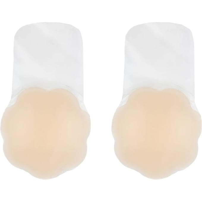Bye Bra siliconen push-up bh, onzichtbare zelfklevende liftende bh voor strapless en rugloze outfits, herbruikbare zelfklevende bh, naadloze push-up ondersteuning (beige/bruin) Beige, XL