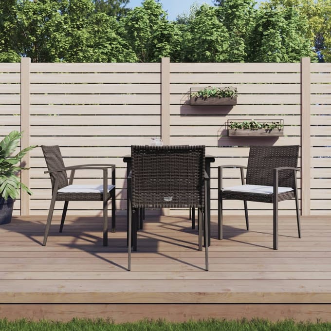 vidaXL - 5-delige - Tuinset - met - kussens - poly - rattan - en - staal
