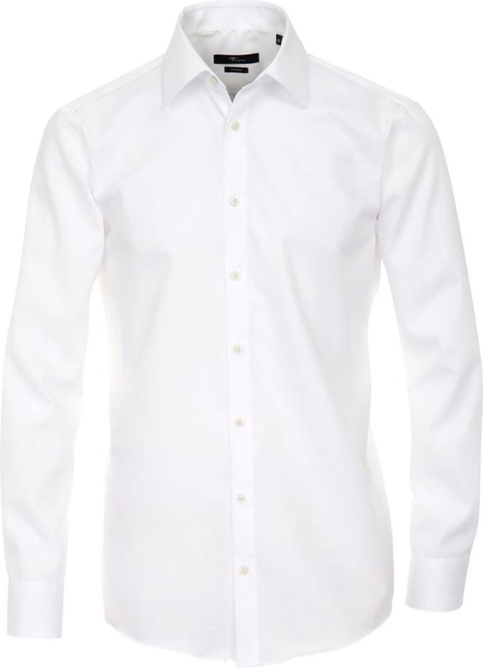 VENTI modern fit overhemd - wit - Strijkvrij - Boordmaat: 40