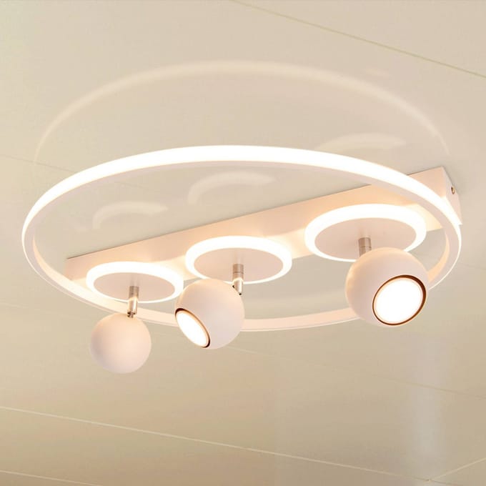 Näve LED plafondlamp Ronda, wit, 3-lamps