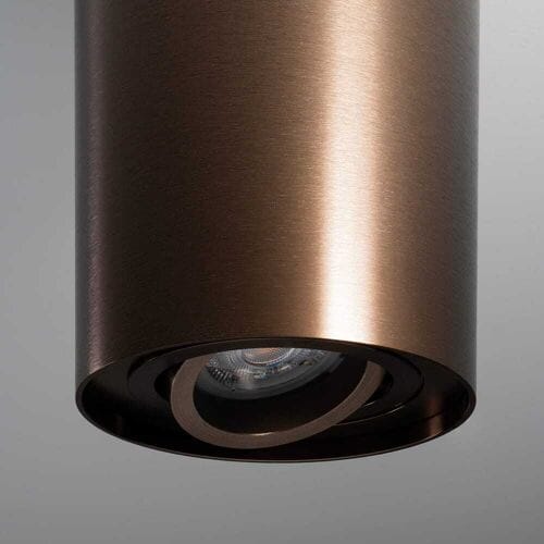 Solis bronzo by LUSENZ - Cilindervormige opbouwspot met enkel lichtaccent en een geborstelde bronzen coating