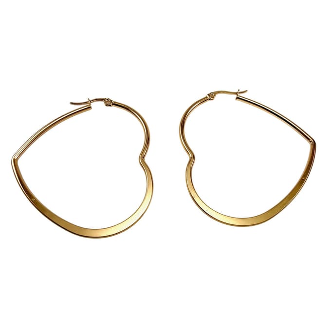 ∅55mm Oorbellen Dames - Verguld RVS - Hart Oorringen