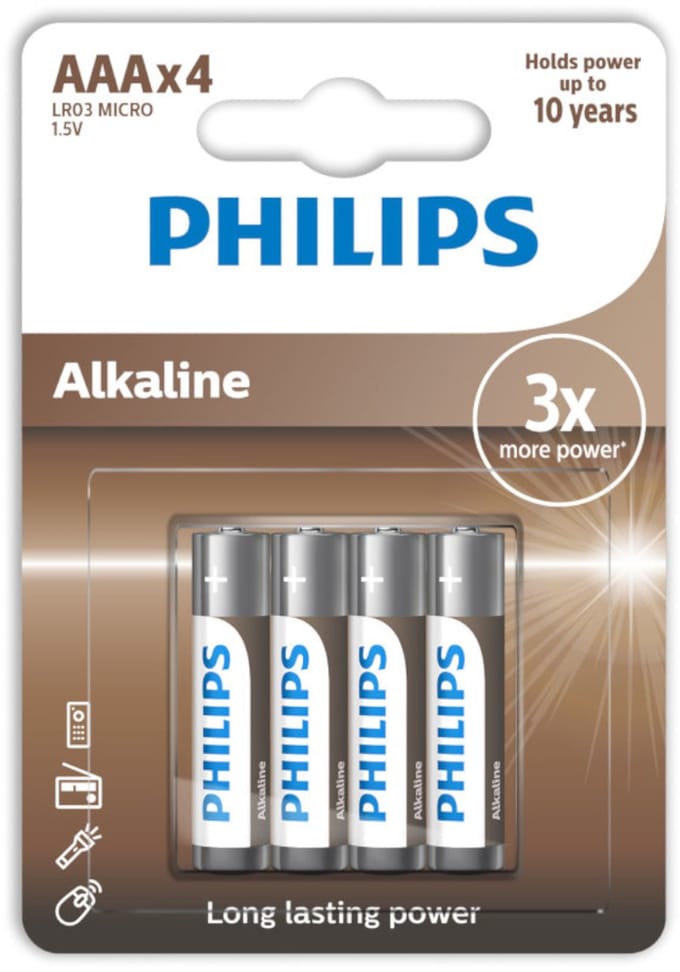 Philips Alkaline Battery Aaa Lr03 4 Pack