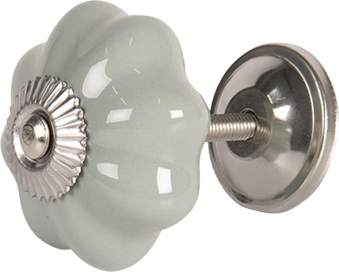 Clayre & Eef Deurknop Ø 4 cm Grijs Keramiek
