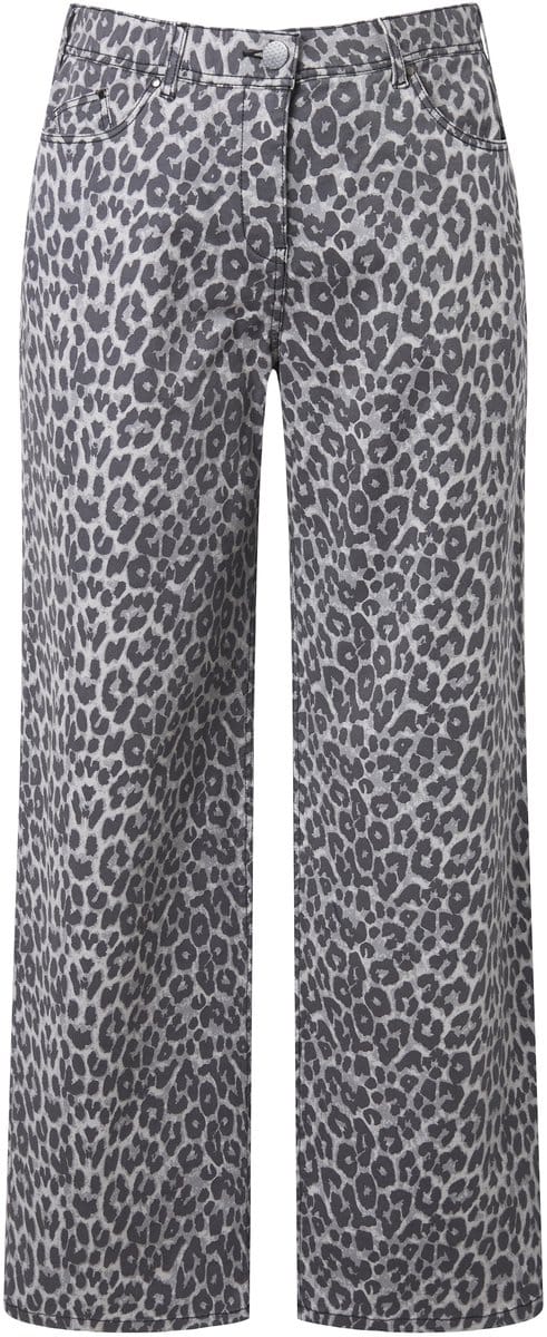 Ulla Popken - Dames - Jeans Mary leomotief gerafelde zoom stretchtwill - Lichtgrijs - Maat 52