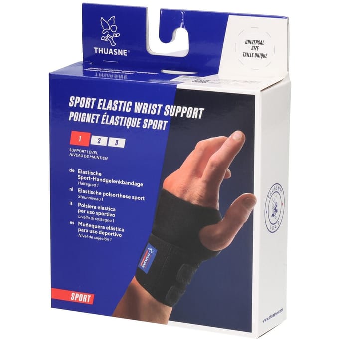 Thuasne Sport Neopreen Polsbrace - Warmte & Steun - Polsbandage - Pols Support - Polsspalk - Universeel Zwart