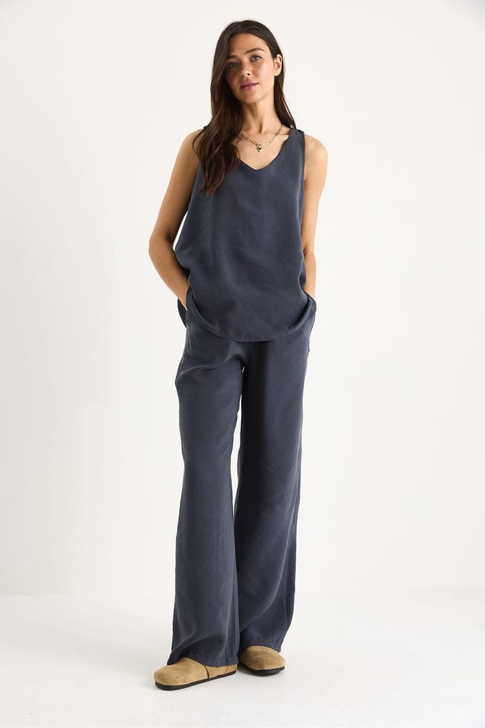 V-hals Katoenen Blouse-Broek Twee-in-één Set