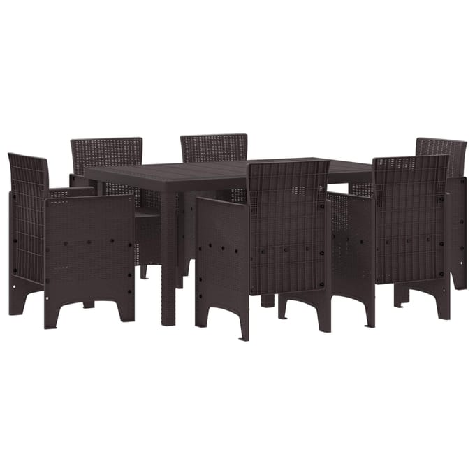 vidaXL - Tuin - Eettafel - Set - 7 - st - Bruin - Polt - riet