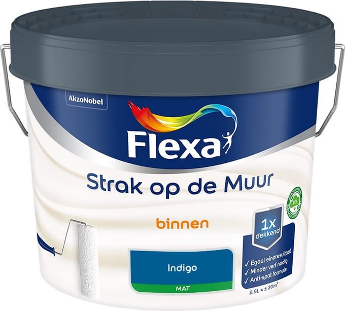 Flexa - Strak Op De Muur Binnen Mat - Indigo - Mengverf - 2,5 L