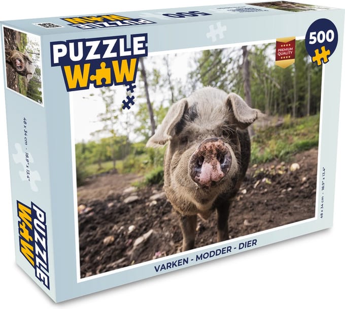 Puzzel Varken - Modder - Dier - Legpuzzel - Puzzel 500 stukjes