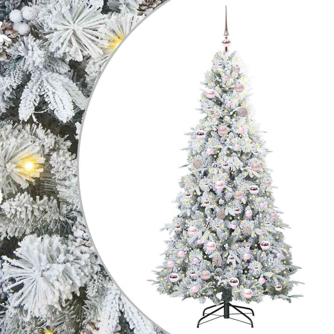 vidaXL - Kunstmatige - Hinged - Kerstboom - met - 300 - LED - Wit - 180 - cm - PE - en - PVC