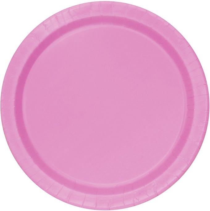UNIQUE - 16 grote roze kartonnen borden 23 cm voor feest en verjaardag