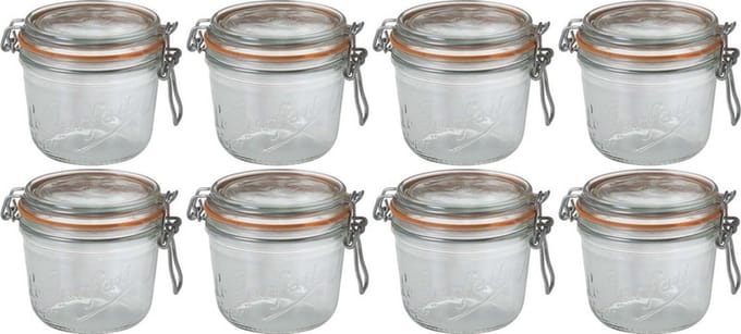 Le Parfait Voorraad/weckpot - 8x - glas - transparant - 10,5 x 10 cm - 500 ml