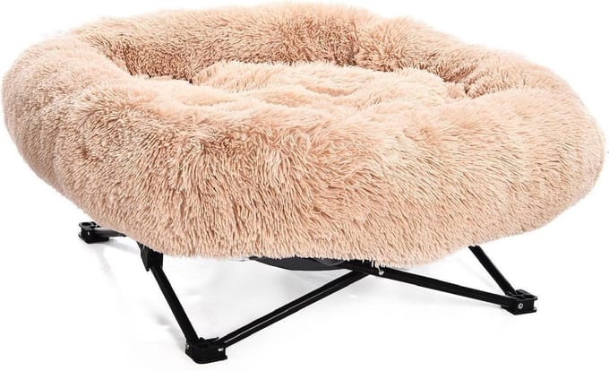 NapZZZ Honden/katten stoel Fluffy Beige ovaal 70 cm