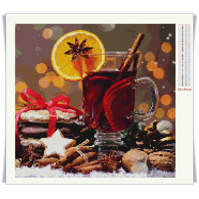 Peinture diamant thé faite à la main, paysage, broderie, image, point de croix, perçage complet, décoration de maison 30x30CM black