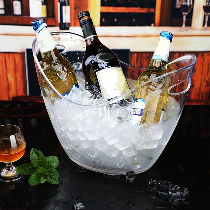Transparante Plastic IJsemmer 4L Opberg Houder voor Wijn Champagne en Bierflessen white