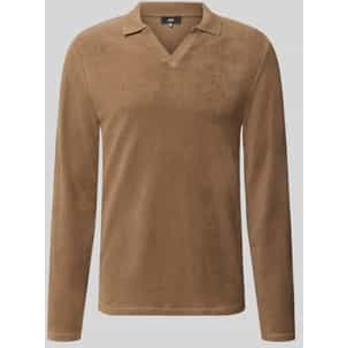 Shirt met lange mouwen met polokraag en v-hals model 'BOLL'