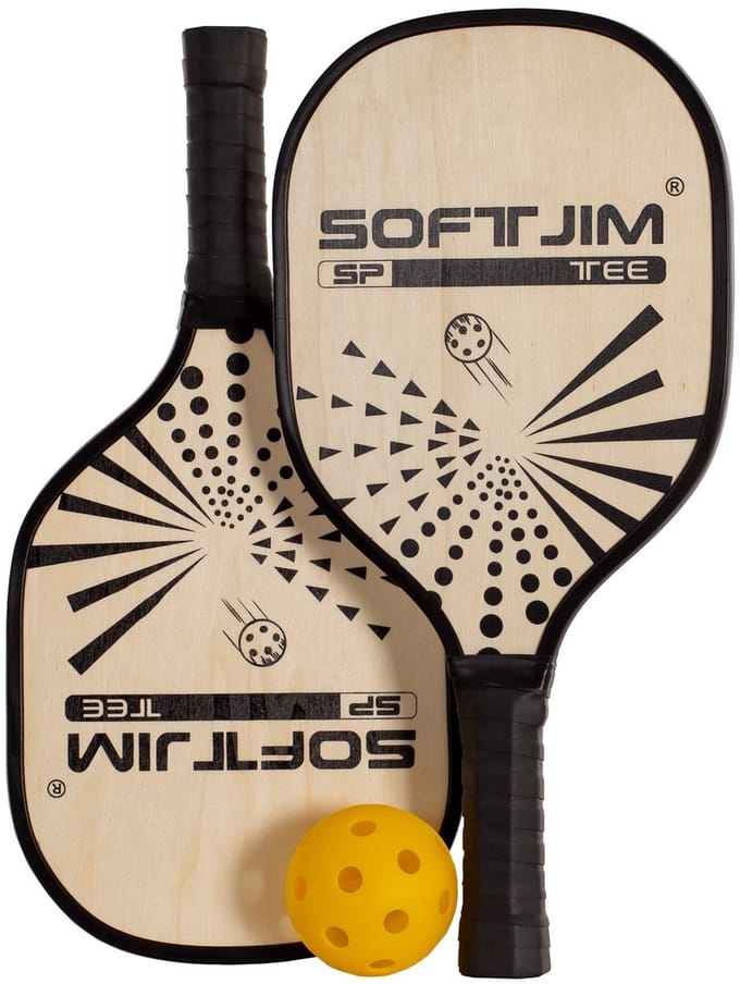 Set Houten Pickleball Rackets Met Bal En Tas Veelkleurig