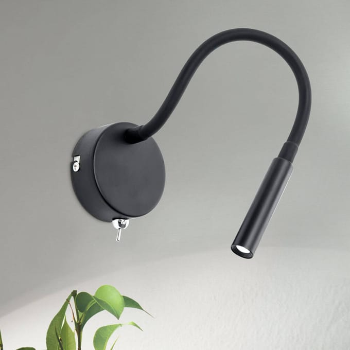 ORION Flexibele LED wandlamp Colin in zwart