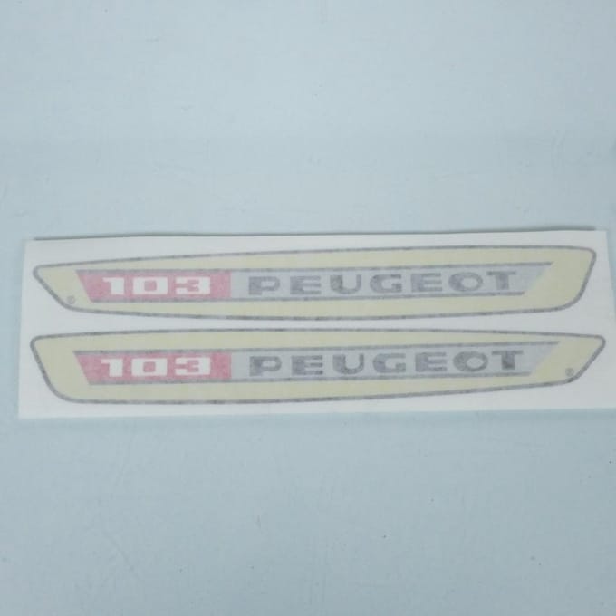 Sticker tanksticker wit 280x38mm voor bromfiets Peugeot 103