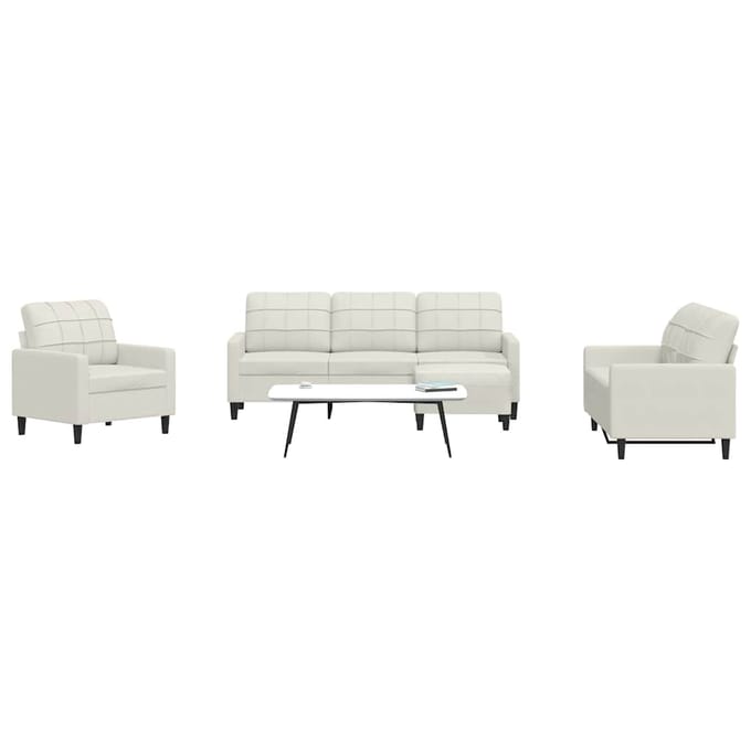 vidaXL - 4-delige - Loungeset - met - kussens - fluweel - crèmekleurig