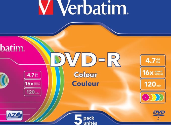 Verbatim 43557 DVD-R disc 4.7 GB 5 stuk(s) Slimcase Gekleurd