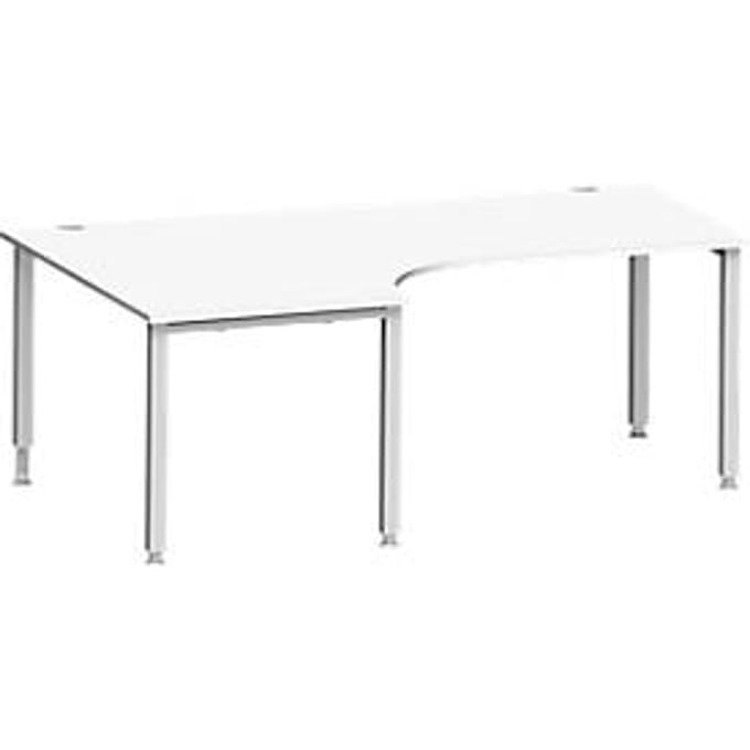 Schäfer Shop Genius hoekbureau MODENA FLEX 90°, aanbouw links, 4-poots vierkante buis, B 2000 mm, wit/wit