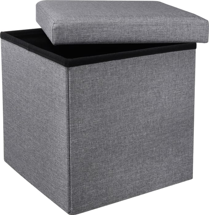 Hi Poef met opslagruimte 38 cm - Opvouwbaar - Grijs