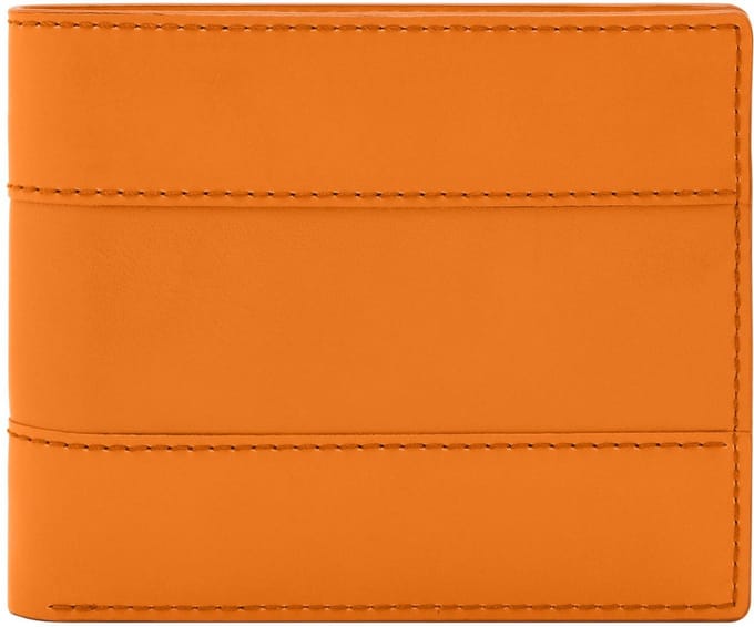 FOSSIL Leren Kaarthoes Everett Bifold Card Case Medium Orange Oranje