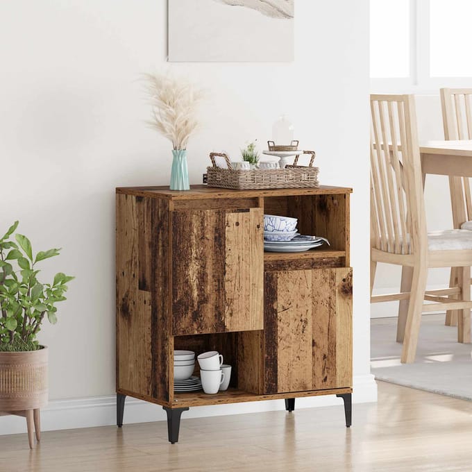 vidaXL - Dressoir - Oudhout - 60 - x - 35 - x - 70 - cm - Bewerkt - hout
