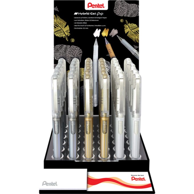 Gelschrijver Pentel K230M medium metallic assorti 3 kleuren