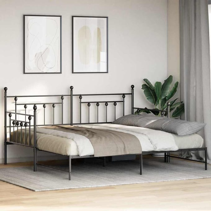 vidaXL - Bedframe - voor - een - daybed - Zwart - 107 - x - 203 - cm - Staal
