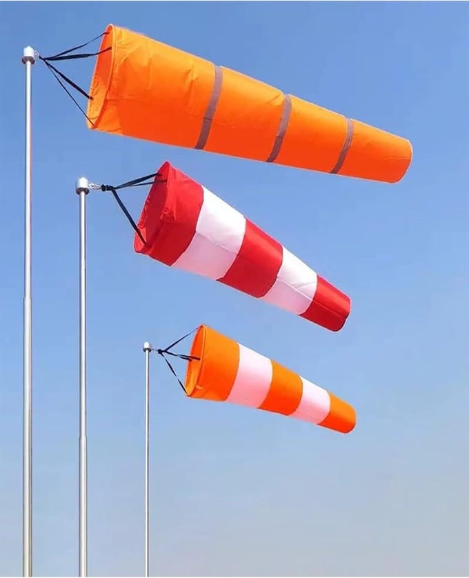 Fluorescerende Windsok - Windvaan Indicator - Windrichting Zien - Roestvrijstalen Frame - 80cm - Rood