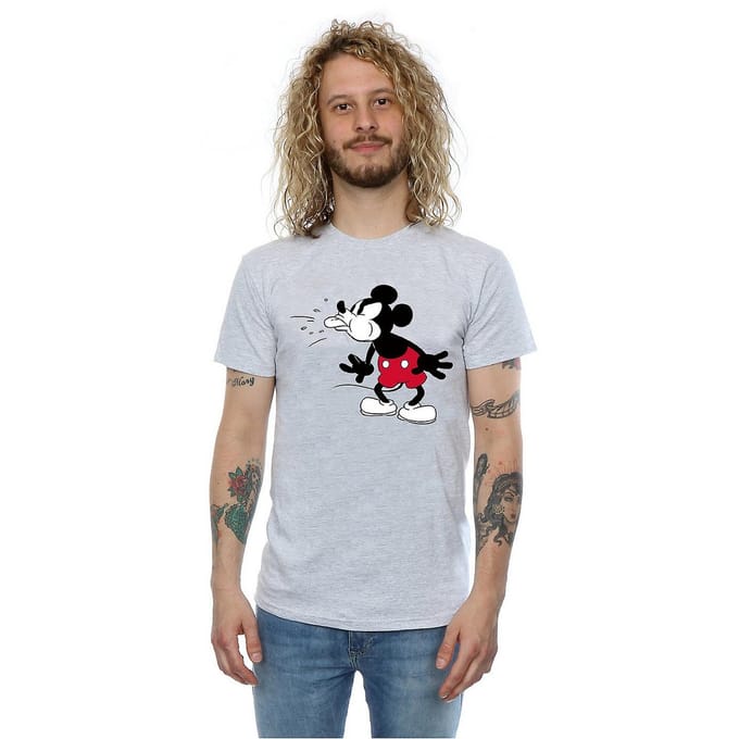 Disney Heren Mickey Mouse Tong T-Shirt (Sportgrijs)