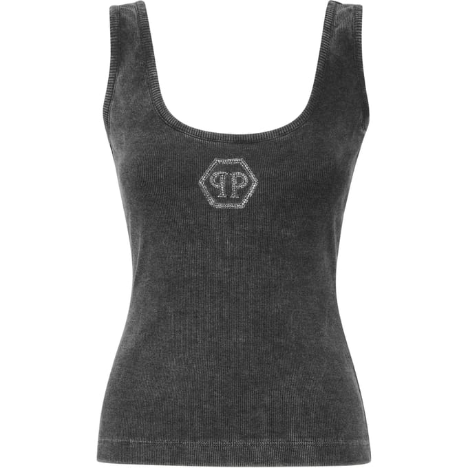 Rib Tank Top Stones Wash Hexagon