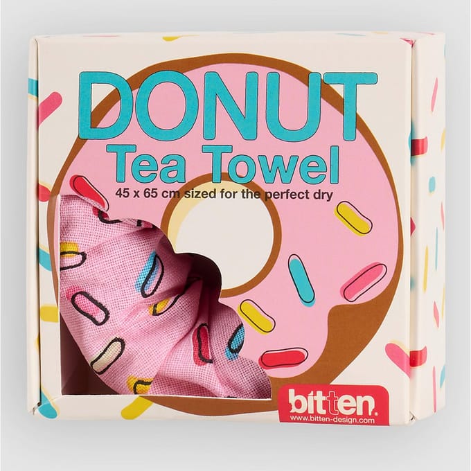 bitten Donut Tea Keukenhanddoek patroon