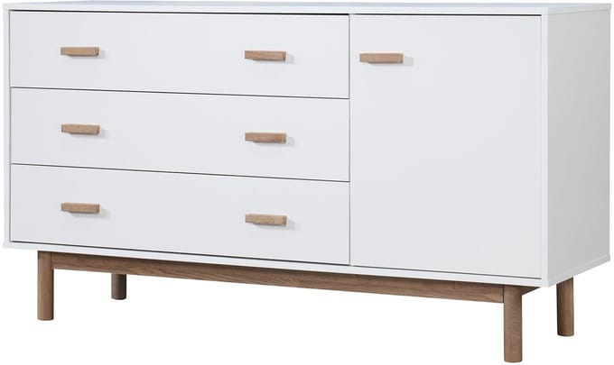 Melanie-Dressoir - 1-Deur 3-Laden - Wit Eikenlook