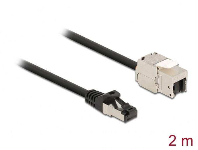 Delock Cable RJ45 plug to Keystone Module RJ45 jack Cat.6A 2 m black