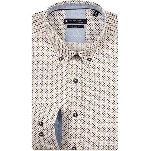Giordano Overhemd Ivy Soft Oxford Mini Graphic Pattern Deep Mauve-Multi / male